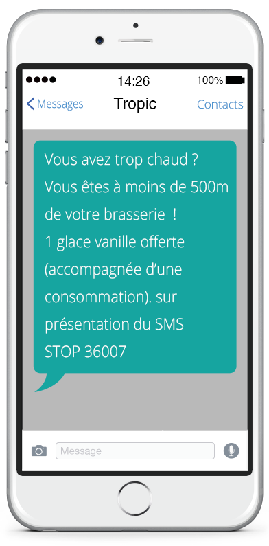 4. SMS de proximité (avec Geolocalisation)
