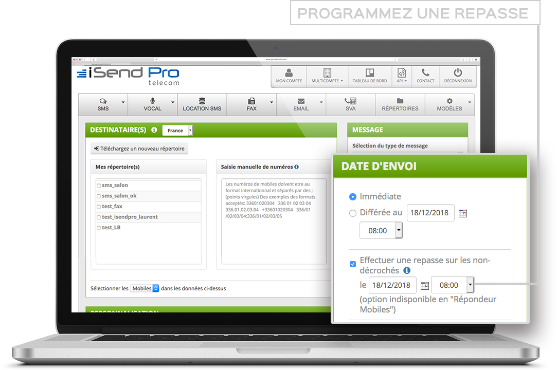 Fonctionnalité SMS iSendPro telecom : SMS 2.0 - Enrichissez vos SMS en y incluant un lien vers un site Web avec du contenu multimédia (texte, images, vidéo, formulaire de contact, carte à gratter…).