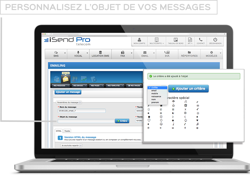 Fonctionnalité SMS iSendPro telecom : SMS 2.0 - Enrichissez vos SMS en y incluant un lien vers un site Web avec du contenu multimédia (texte, images, vidéo, formulaire de contact, carte à gratter…).