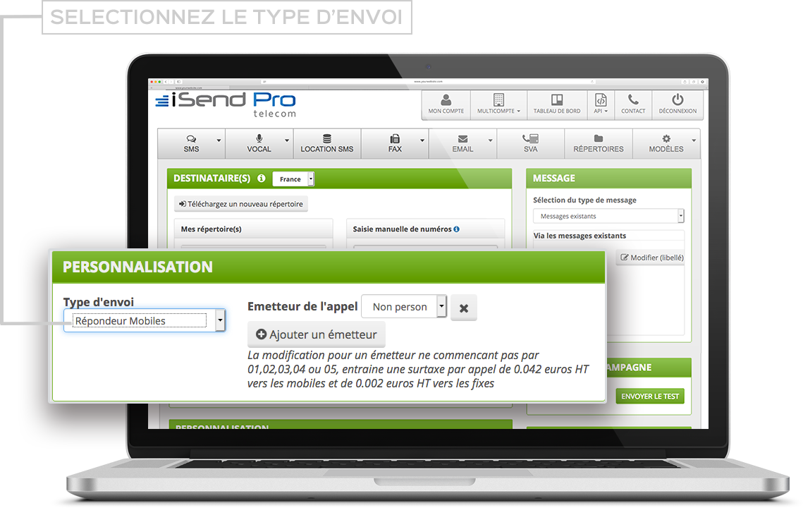 Fonctionnalité SMS iSendPro telecom : SMS 2.0 - Enrichissez vos SMS en y incluant un lien vers un site Web avec du contenu multimédia (texte, images, vidéo, formulaire de contact, carte à gratter…).