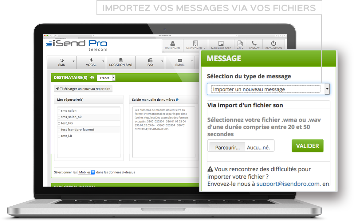 Fonctionnalité SMS iSendPro telecom : SMS 2.0 - Enrichissez vos SMS en y incluant un lien vers un site Web avec du contenu multimédia (texte, images, vidéo, formulaire de contact, carte à gratter…).