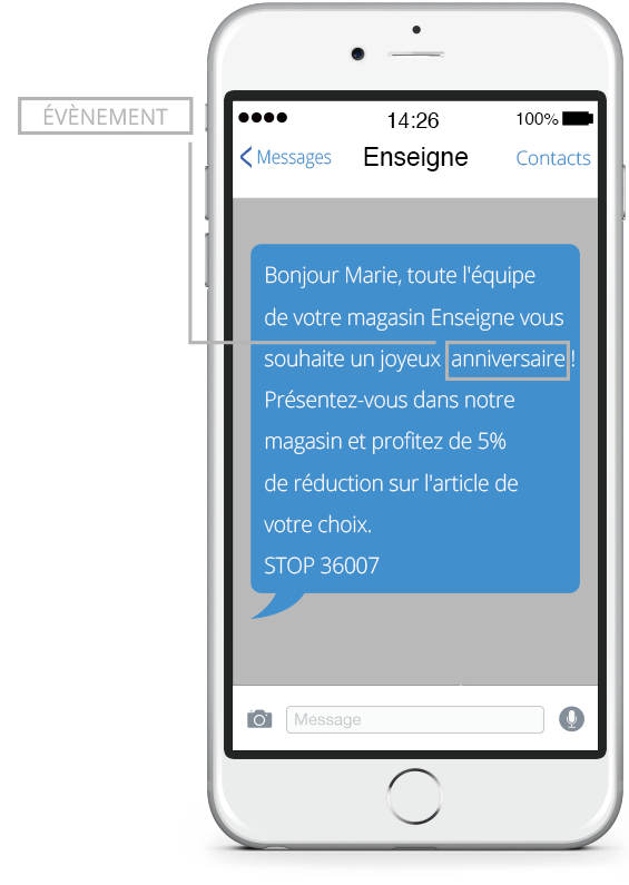 Automatisez vos envois SMS et développez votre relation client, ne ratez jamais les anniversaires ou rendez-vous en automatisant des SMS d'événement