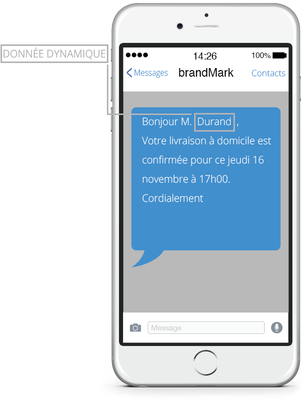 Informations personnelles dynamiques dans vos SMS à partir de votre base de données client