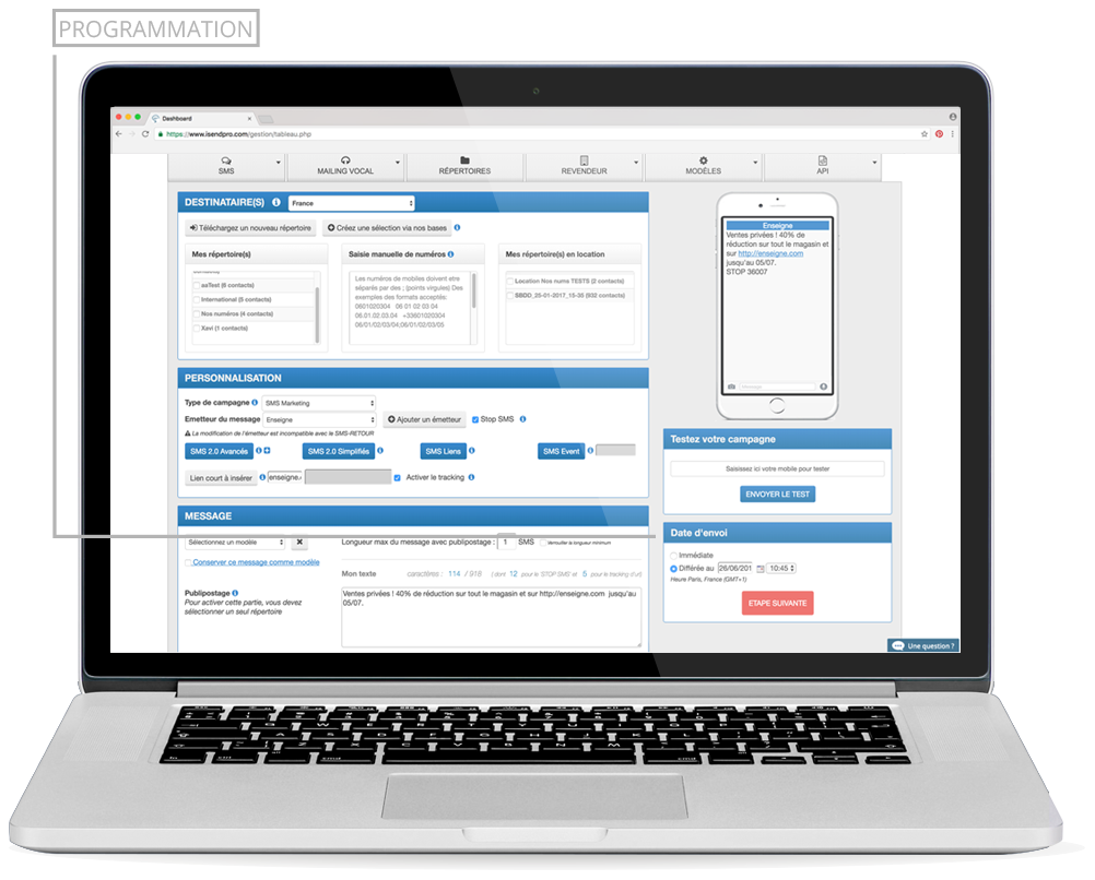 Fonctionnalité SMS iSendPro telecom : SMS 2.0 - Enrichissez vos SMS en y incluant un lien vers un site Web avec du contenu multimédia (texte, images, vidéo, formulaire de contact, carte à gratter…).